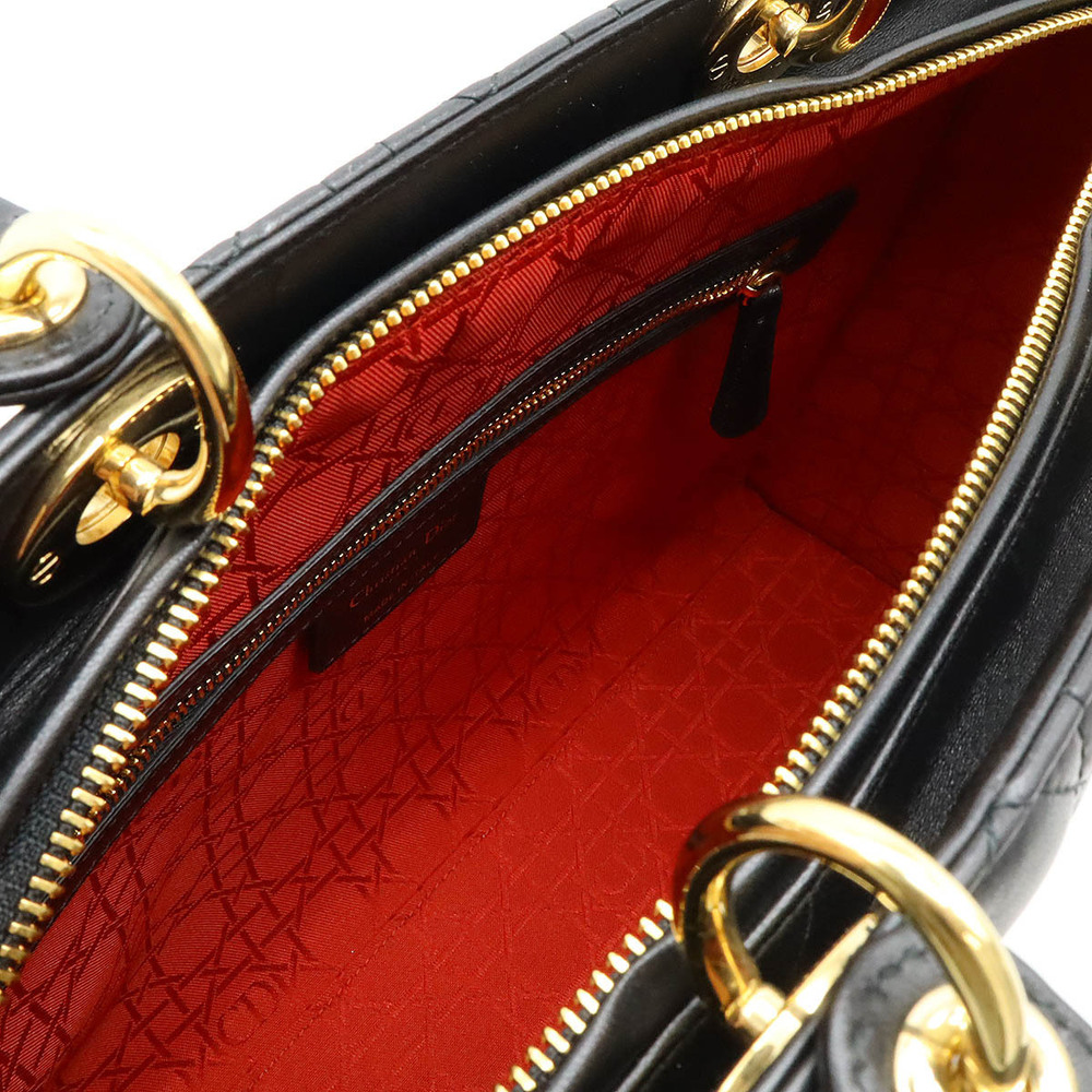 Christian Dior Lady Dior Cannage Shoulder Bag Tote Black Leather - Picture 5 of 10